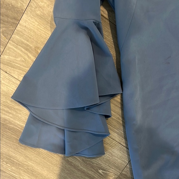 MILLY Blue Ruffled Italian Nicole Dress Sz 10 - Picture 12 of 16